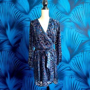 NWT New York & Company Animal Print Velvet Burnout Dress Size: Medium